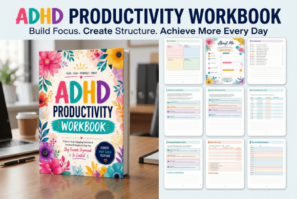 ADHD Productivity Workbook – Focus, Plan, Prioritize, Thrive Your Way