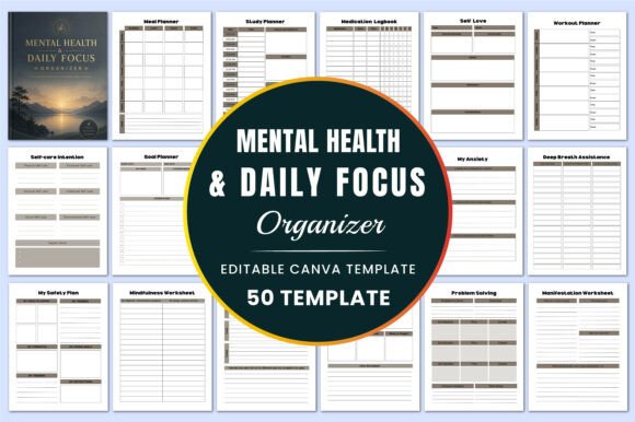 Mental Health Daily Focus Organizer: A Comprehensive Tool for Tracking Well-Being and Building Mindful Routines